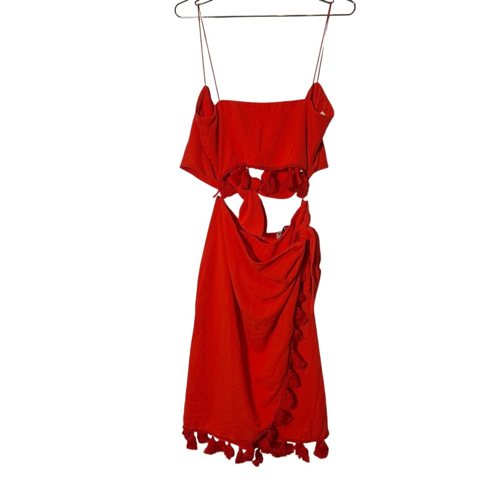 Show Me Your Mumu 2 Piece Set Womens S/M Red Orange Wrap Skirt Top